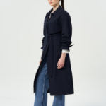 GANNI Seersucker Cotton Long Coat – Sky Captain