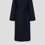 GANNI Seersucker Cotton Long Coat – Sky Captain