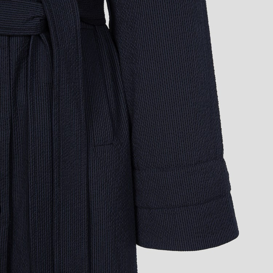 GANNI Seersucker Cotton Long Coat – Sky Captain