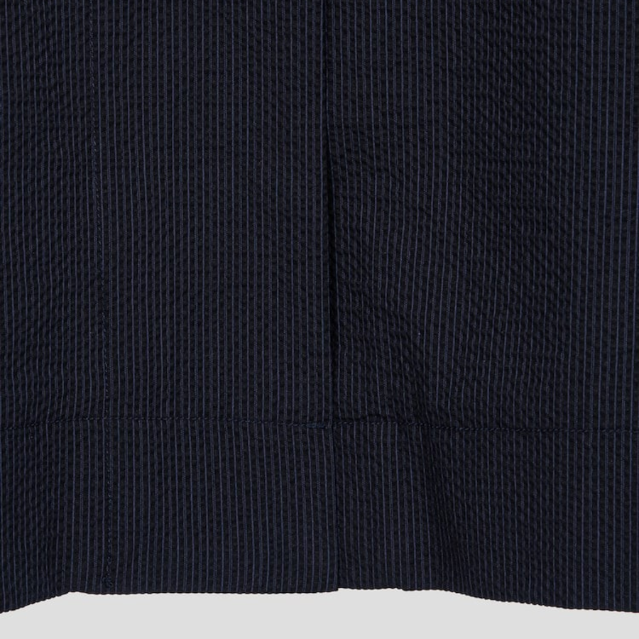 GANNI Seersucker Cotton Long Coat – Sky Captain