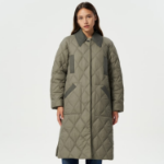 GANNI Quilt Raglan Midi Coat – Kalamata