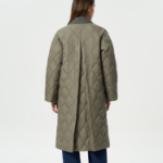 GANNI Quilt Raglan Midi Coat – Kalamata