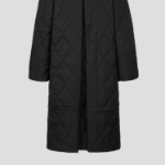 GANNI Quilt Raglan Midi Coat – Black