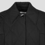 GANNI Quilt Raglan Midi Coat – Black