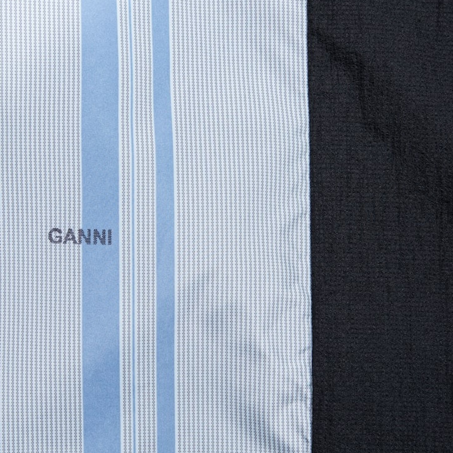 GANNI Quilt Raglan Midi Coat – Black