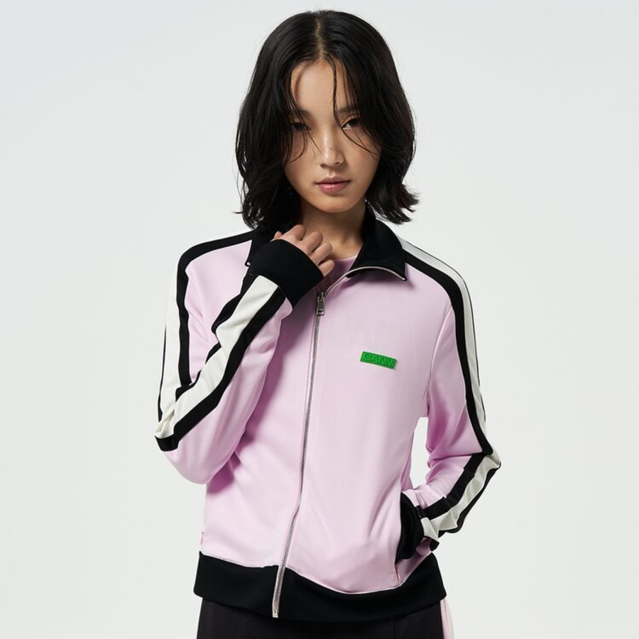 GANNI Sporty Jersey Tracksuit Jacket – Black