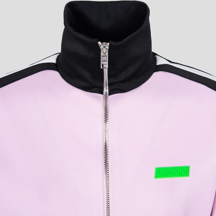 GANNI Sporty Jersey Tracksuit Jacket – Black