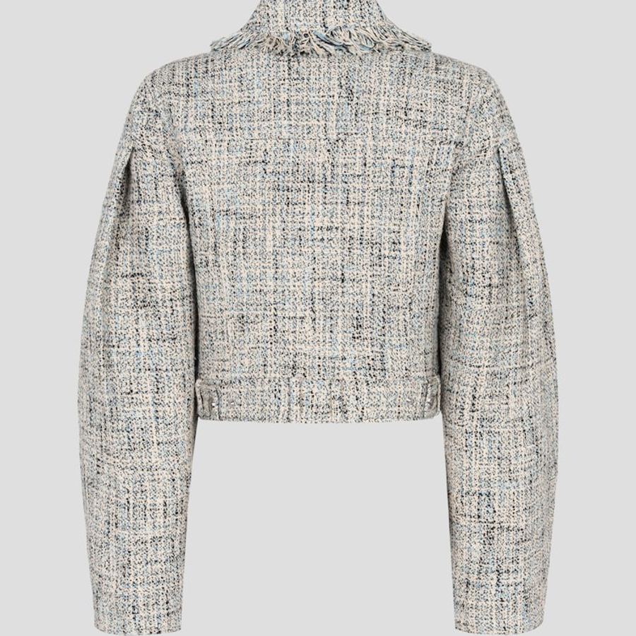 GANNI Summer Tweed Jacket – Sky Blue