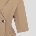 GANNI Heavy Cotton Tailoring 3/4 Sleeve Blazer – Yellowish Brown