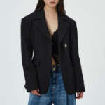 GANNI Heavy Cotton Tailoring Blazer – Black