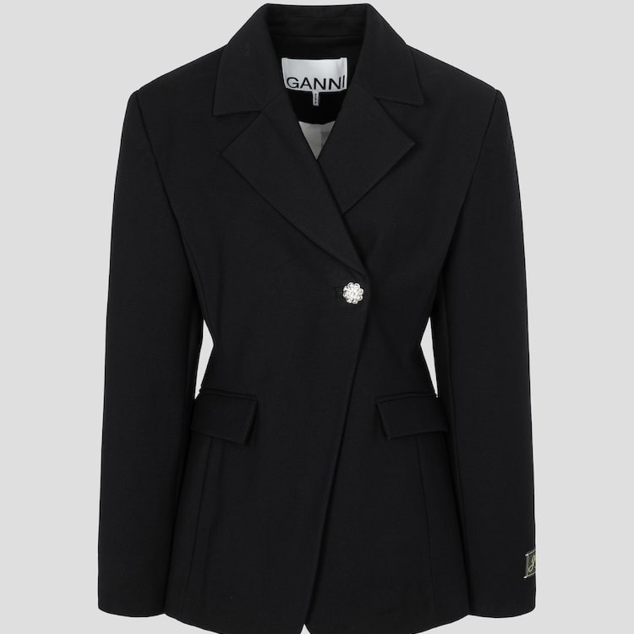 GANNI Heavy Cotton Tailoring Blazer – Black