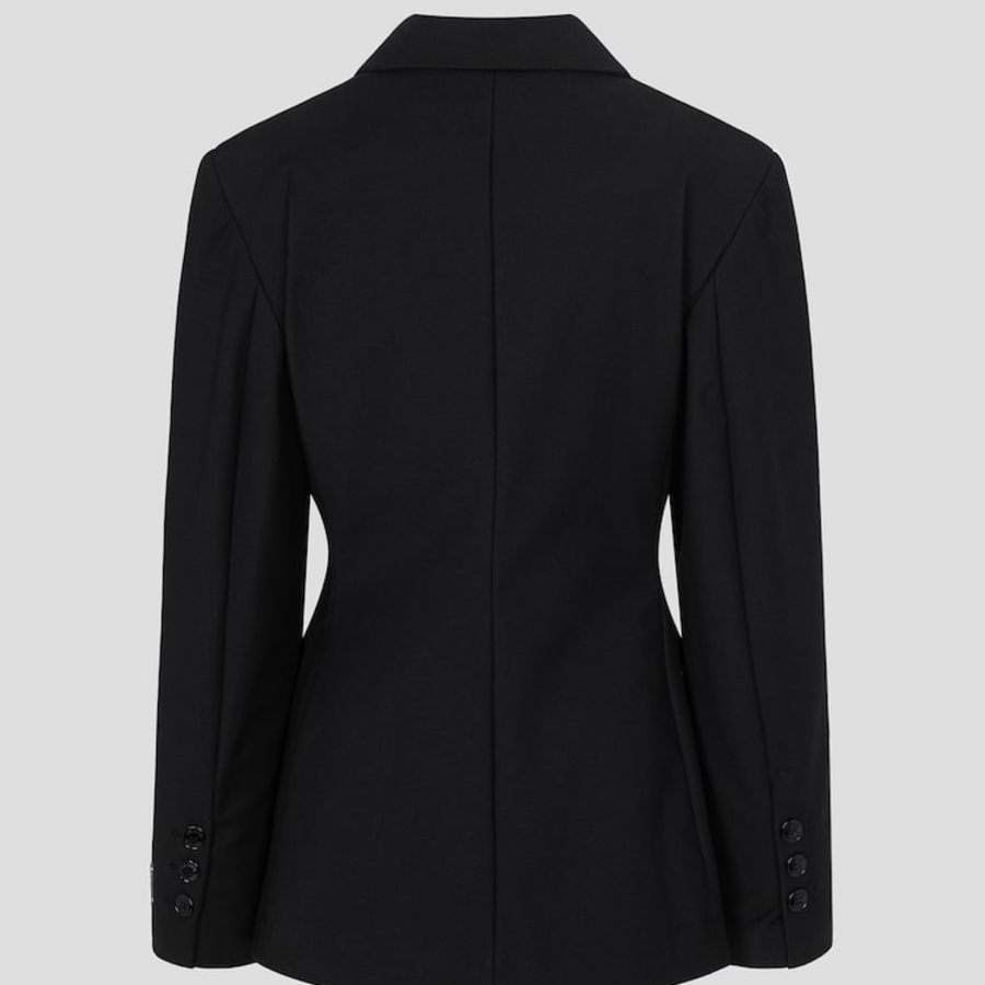 GANNI Heavy Cotton Tailoring Blazer – Black