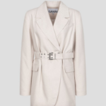 GANNI Cotton Melange Tailoring Blazer – Ivory