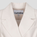 GANNI Cotton Melange Tailoring Blazer – Ivory