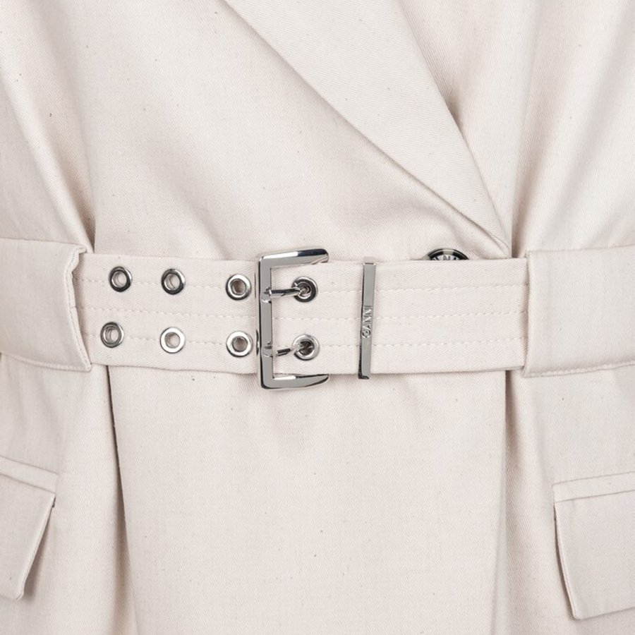 GANNI Cotton Melange Tailoring Blazer – Ivory