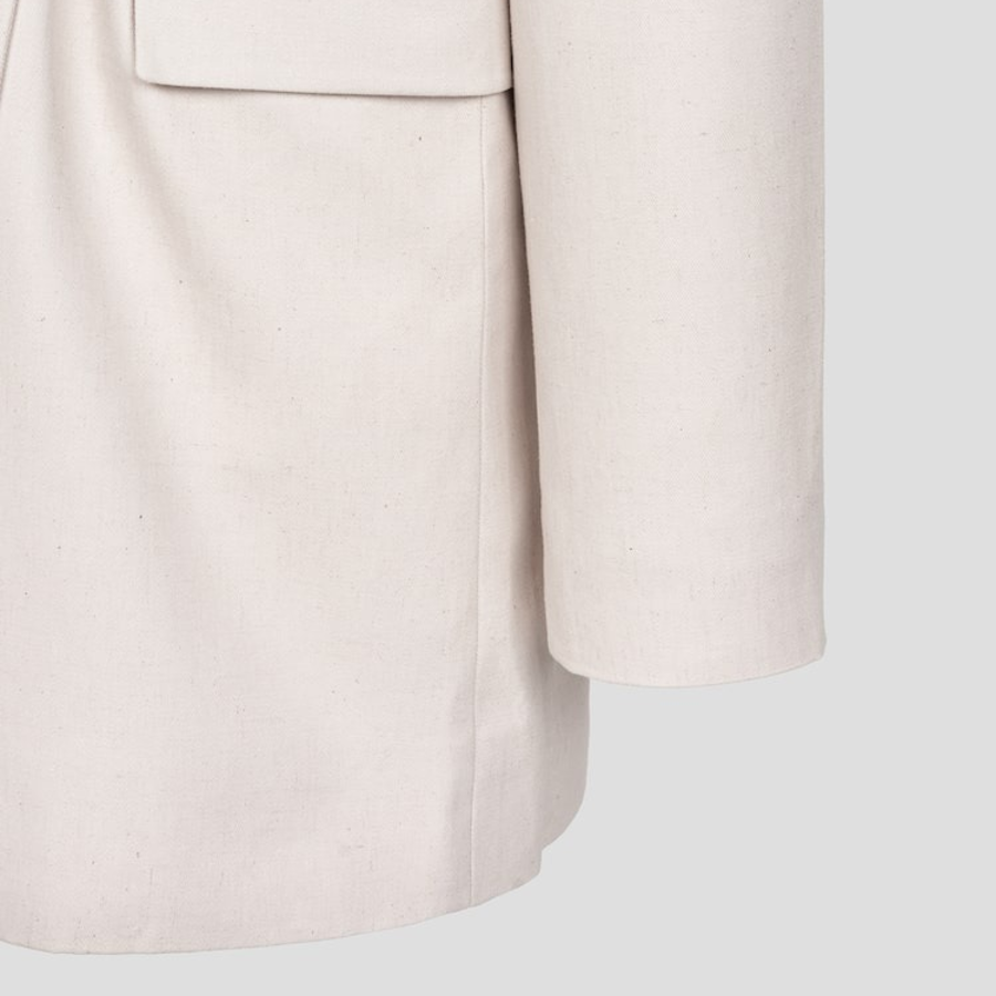GANNI Cotton Melange Tailoring Blazer – Ivory