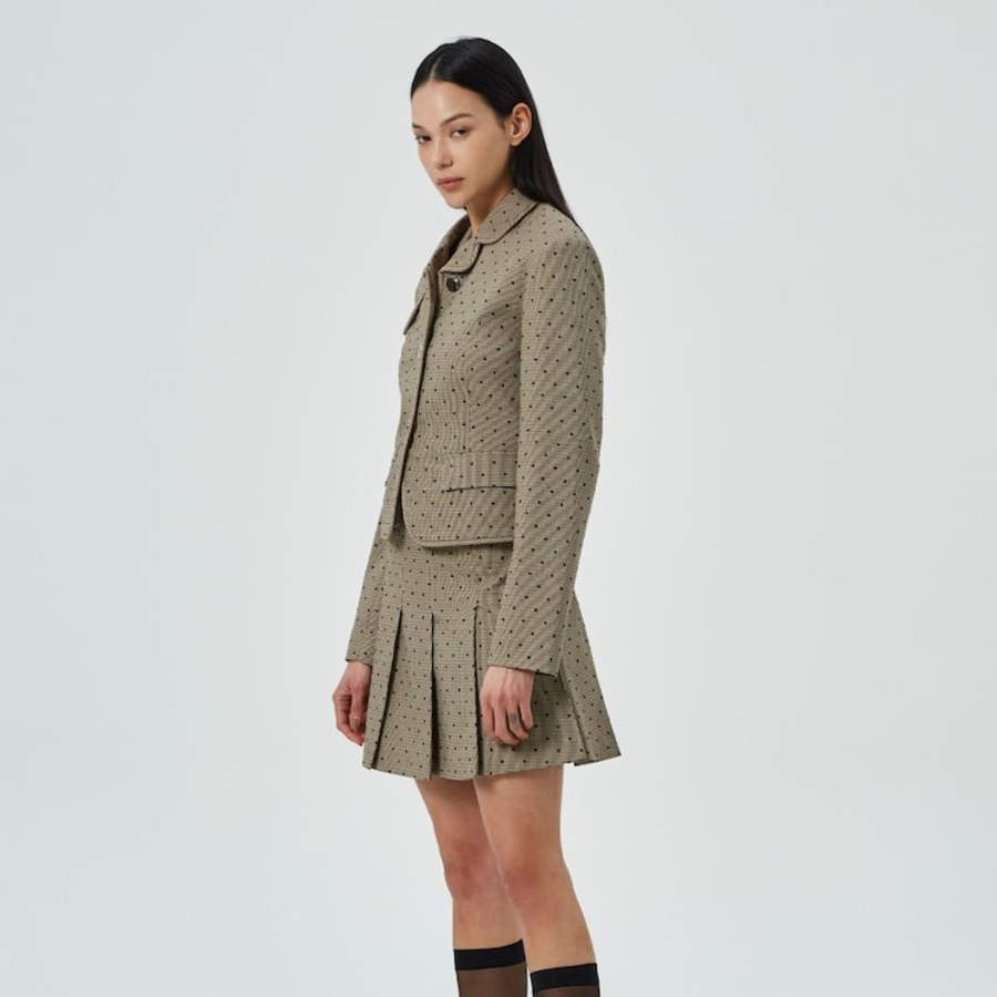 GANNI Flock Check Suiting Blazer – Tigers Eye