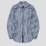 GANNI Cotton Tweed Curve Sleeve Jacket – Sky Blue