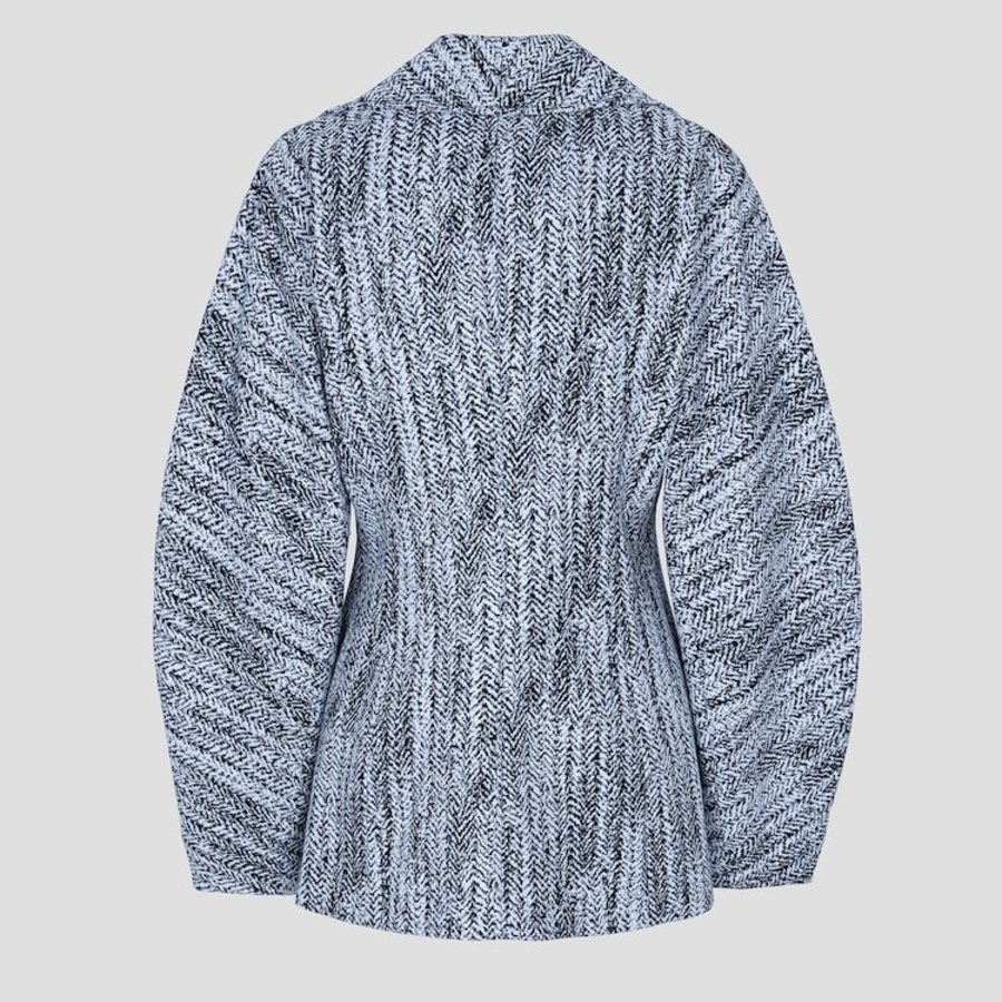 GANNI Cotton Tweed Curve Sleeve Jacket – Sky Blue