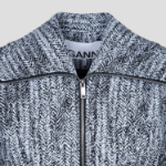 GANNI Cotton Tweed Curve Sleeve Jacket – Sky Blue