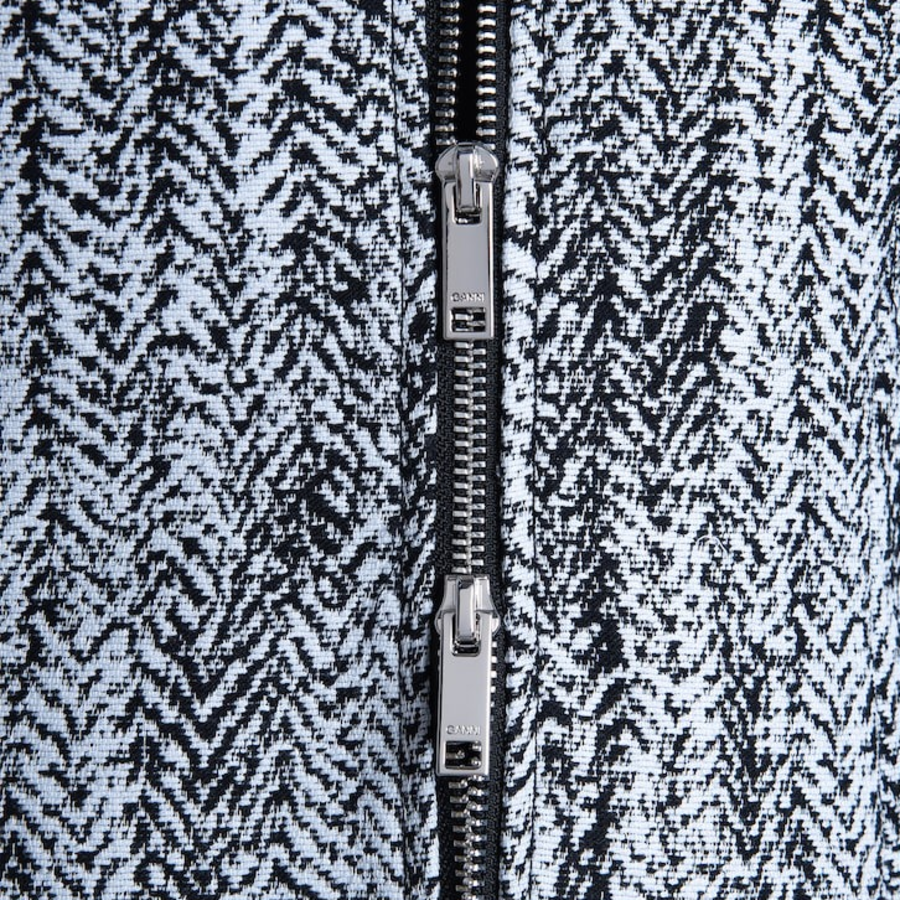 GANNI Cotton Tweed Curve Sleeve Jacket – Sky Blue