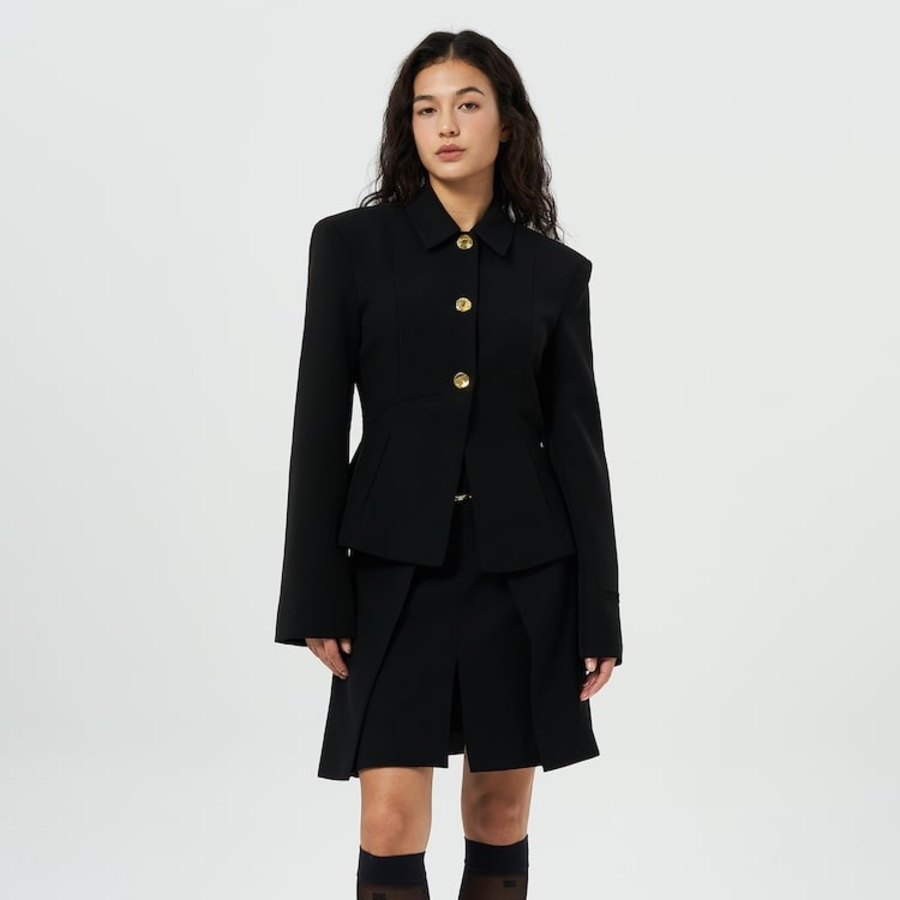 GANNI Light Twill Suiting Blazer – Black