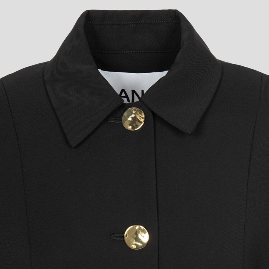 GANNI Light Twill Suiting Blazer – Black