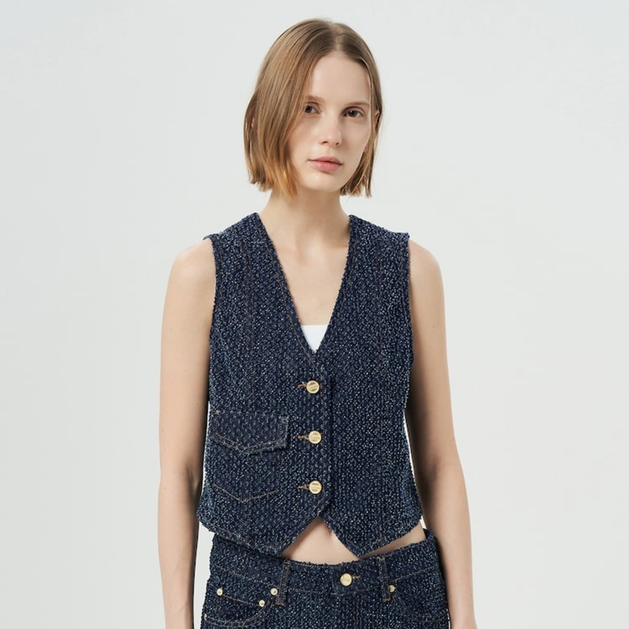 GANNI Fluffy Denim Waist Vest – Rinse