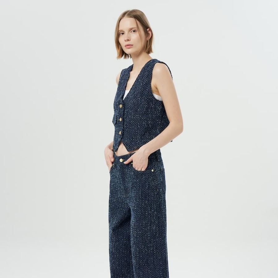 GANNI Fluffy Denim Waist Vest – Rinse
