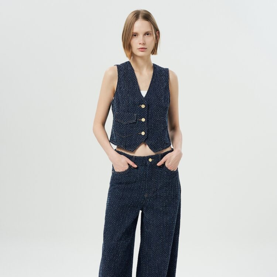 GANNI Fluffy Denim Waist Vest – Rinse