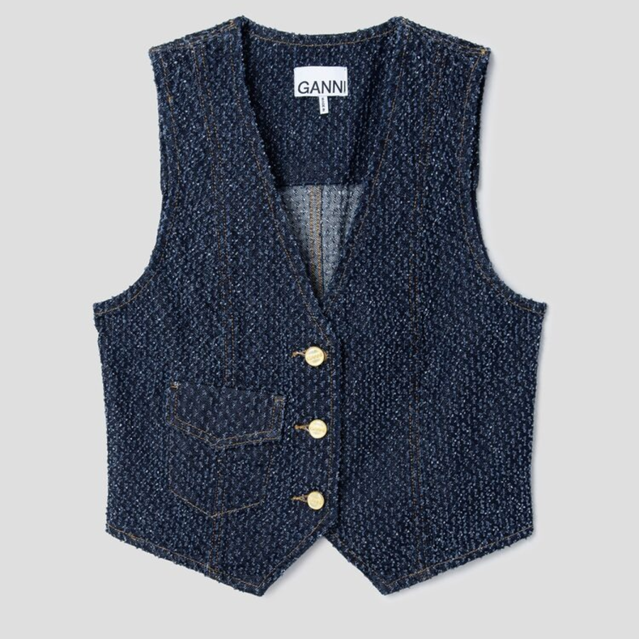GANNI Fluffy Denim Waist Vest – Rinse