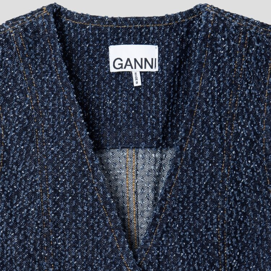 GANNI Fluffy Denim Waist Vest – Rinse