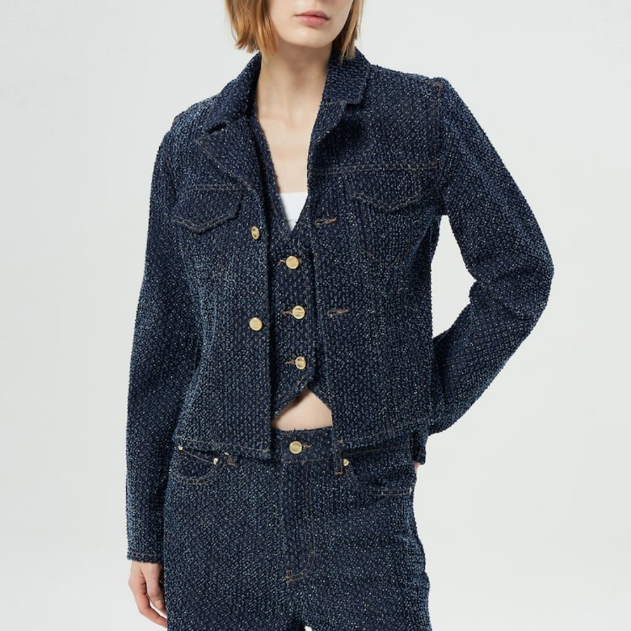 GANNI Fluffy Denim Fitted Blazer – Rinse