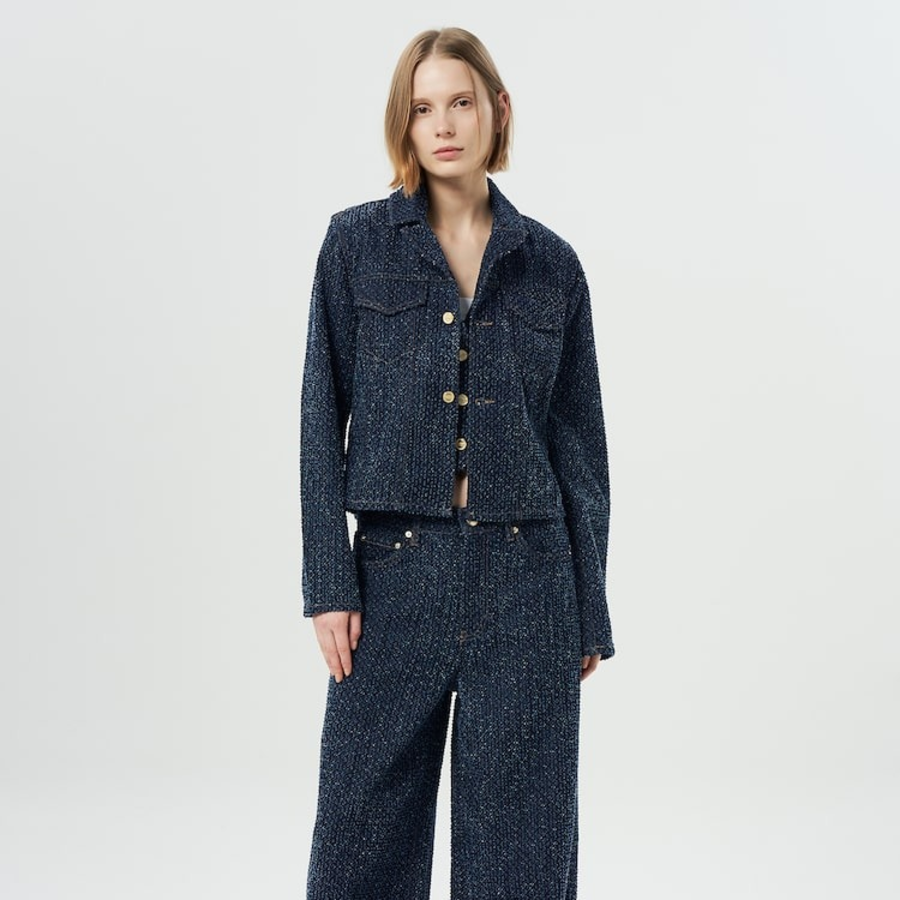 GANNI Fluffy Denim Fitted Blazer – Rinse