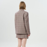 GANNI Check Wool Mix Boxy Blazer – Beige