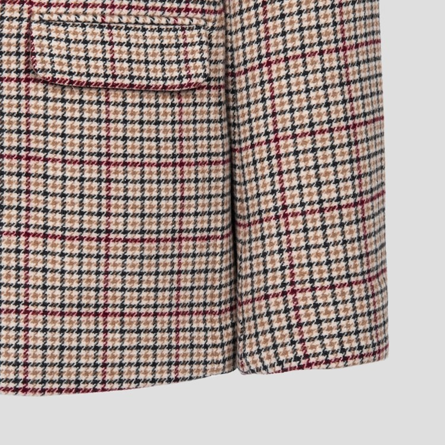 GANNI Check Wool Mix Boxy Blazer – Beige