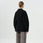 GANNI Bonded Crepe Curve Sleeve Jacket – Black