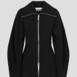 GANNI Bonded Crepe Curve Sleeve Jacket – Black