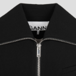 GANNI Bonded Crepe Curve Sleeve Jacket – Black