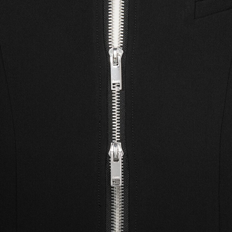 GANNI Bonded Crepe Curve Sleeve Jacket – Black