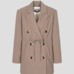 GANNI Drapey Melange Oversized Blazer – Beige