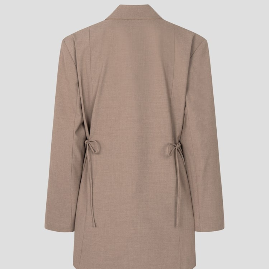 GANNI Drapey Melange Oversized Blazer – Beige