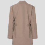 GANNI Drapey Melange Oversized Blazer – Beige