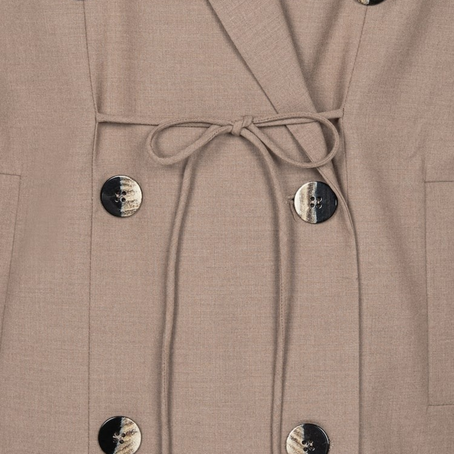 GANNI Drapey Melange Oversized Blazer – Beige