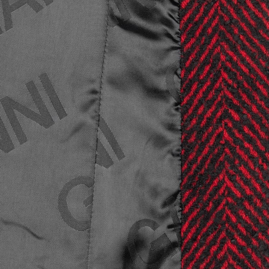 GANNI Herringbone Wool Curve Sleeve Blazer – Red