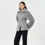 GANNI Stretch Quilt Curve Sleeve Jacket – Gray