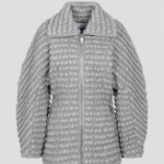 GANNI Stretch Quilt Curve Sleeve Jacket – Gray