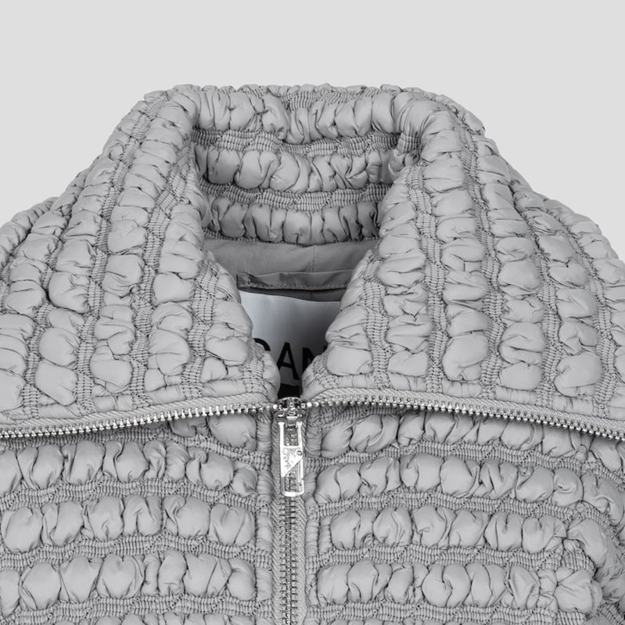 GANNI Stretch Quilt Curve Sleeve Jacket – Gray