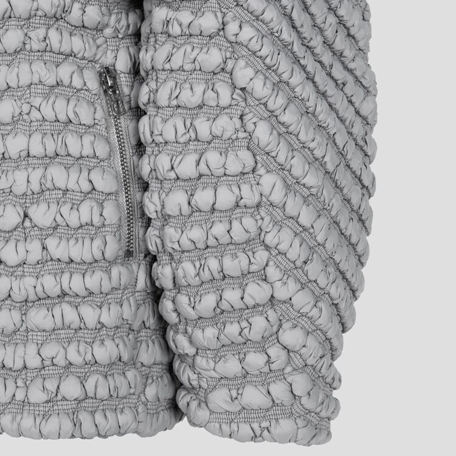 GANNI Stretch Quilt Curve Sleeve Jacket – Gray