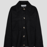 GANNI Herringbone Canvas Jacket – Black